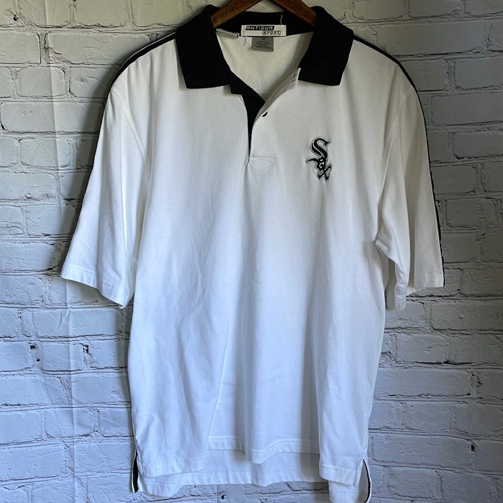 MLB By Antigua White & Black Chicago White Sox Men's Polo Shirt Size M